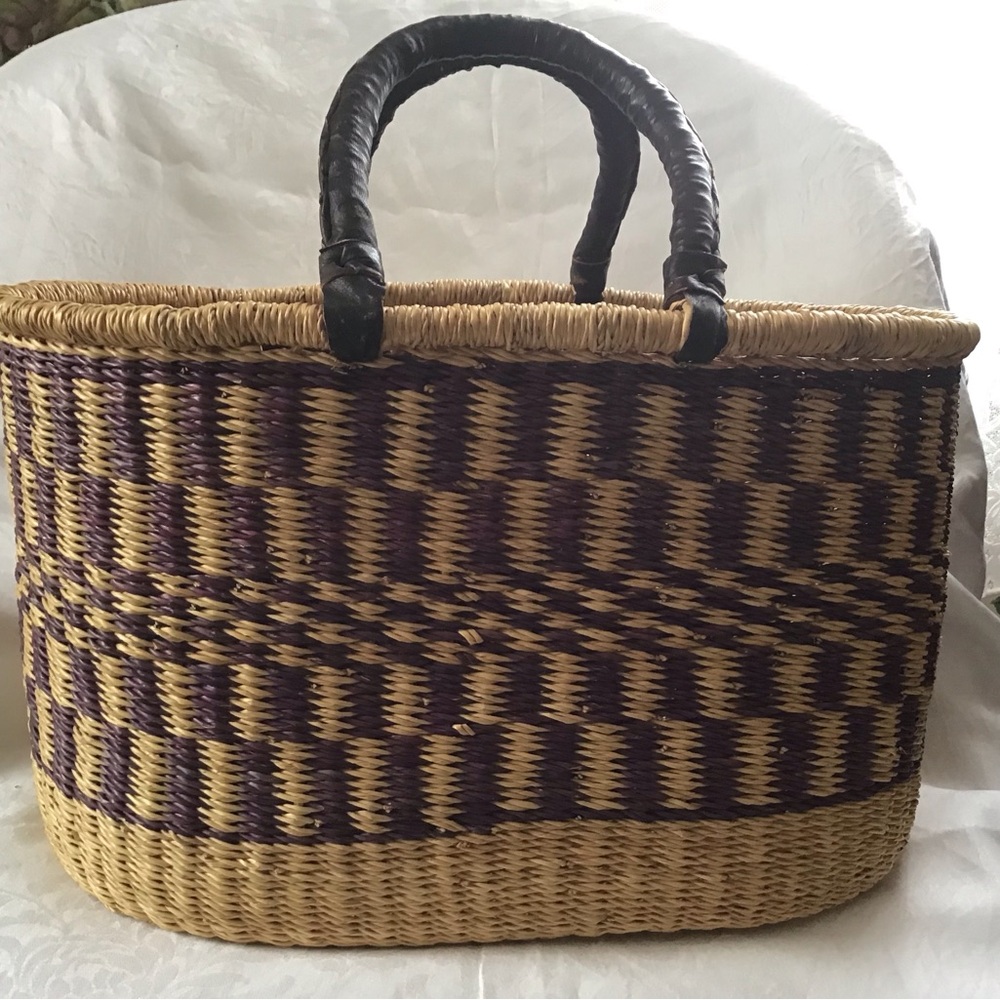 African Market Basket Bag Double Handle